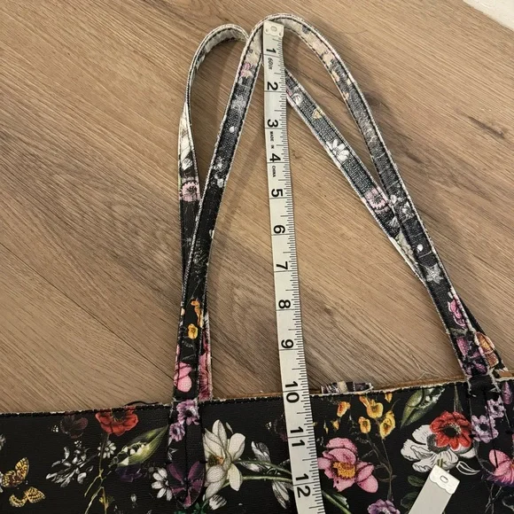 *read description* Black Multicolor Floral Large Tote Bag Work Beach Travel - Picture 6 of 8